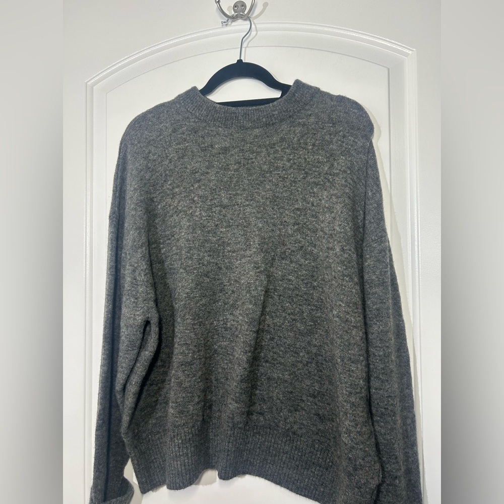 Anthropologie PILCRO Juno Crewneck Grey Wool Blend Sweater Size S preppy chic - Picture 7 of 16